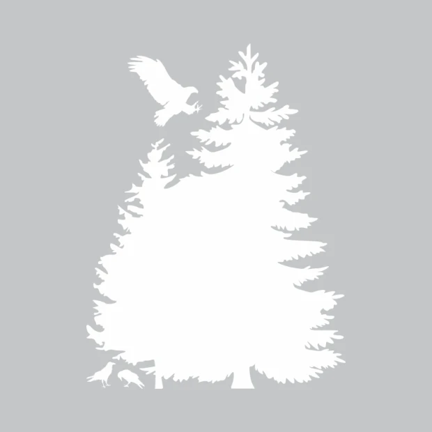 Dry-erase board with tree and bird design 303 - Features trees and birds in various positions.