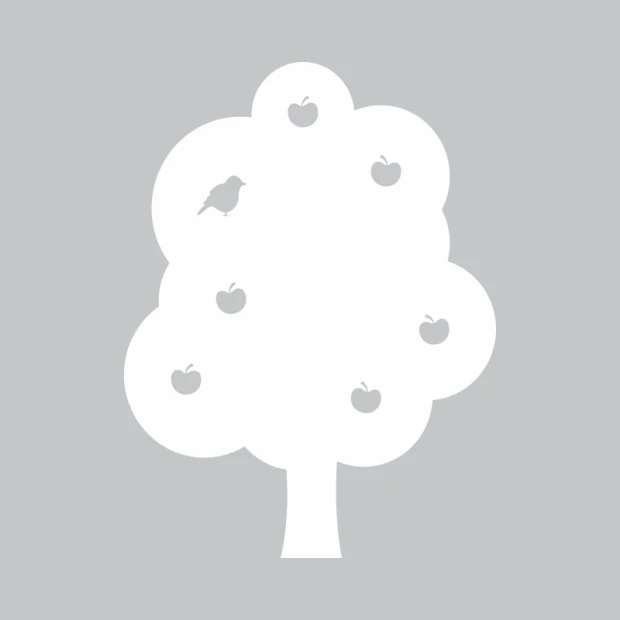 Dry-erase board tree design 244 - Tree shape with leaves and fruits, featuring a bird on a branch.