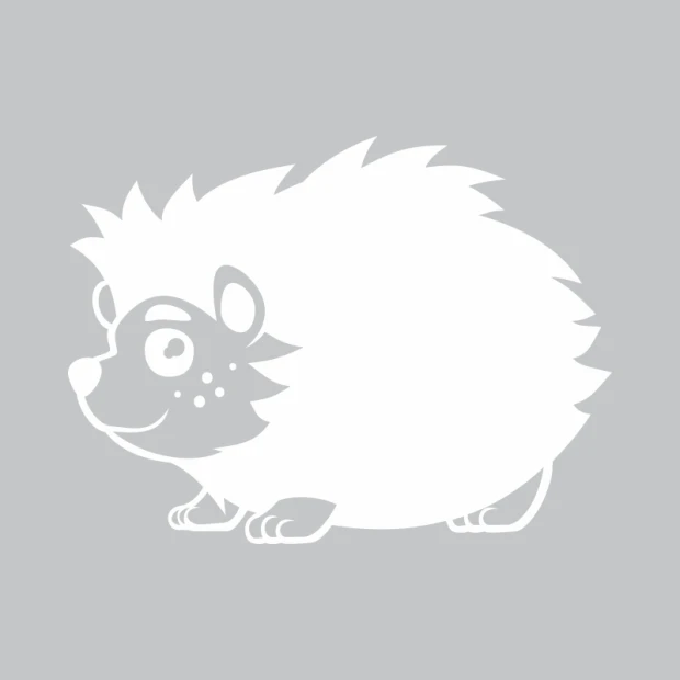 Hedgehog-shaped whiteboard 263 - Features a rounded body and protruding spikes in a graphic design.