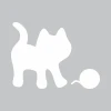 Cat-shaped dry-erase board 227 - Graphic design with a simple, minimalist style featuring a cat and a ball.