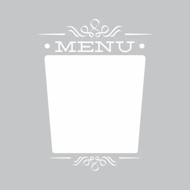 Menu dry-erase board 254 - Graphic design. Simple shape with rounded edges and decorative elements.