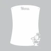 Menu dry-erase board 255 - Graphic design. Rounded shape with "Menu" text at the top and a character illustration.