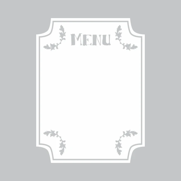 Menu dry-erase board 278 - Graphic design. Rectangular with rounded corners, adorned with leaves in the corners.