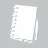 Dry-erase board notebook 236 - Graphic design. Simple rectangular shape with rounded edges and spiral binding.
