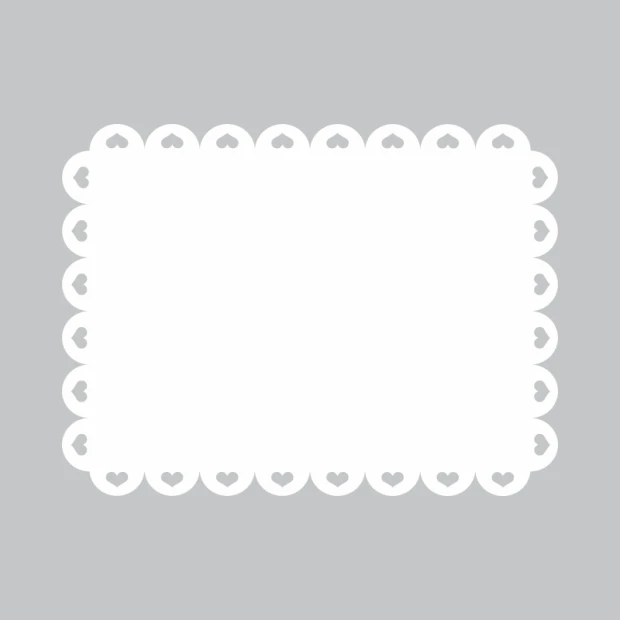 Heart-shaped dry-erase board 287 - Simple rectangular design with wavy edges and heart motifs.