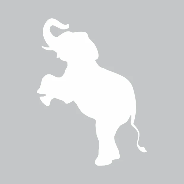 Dry-erase board elephant 283 - Graphic design. White elephant outline on a gray background.