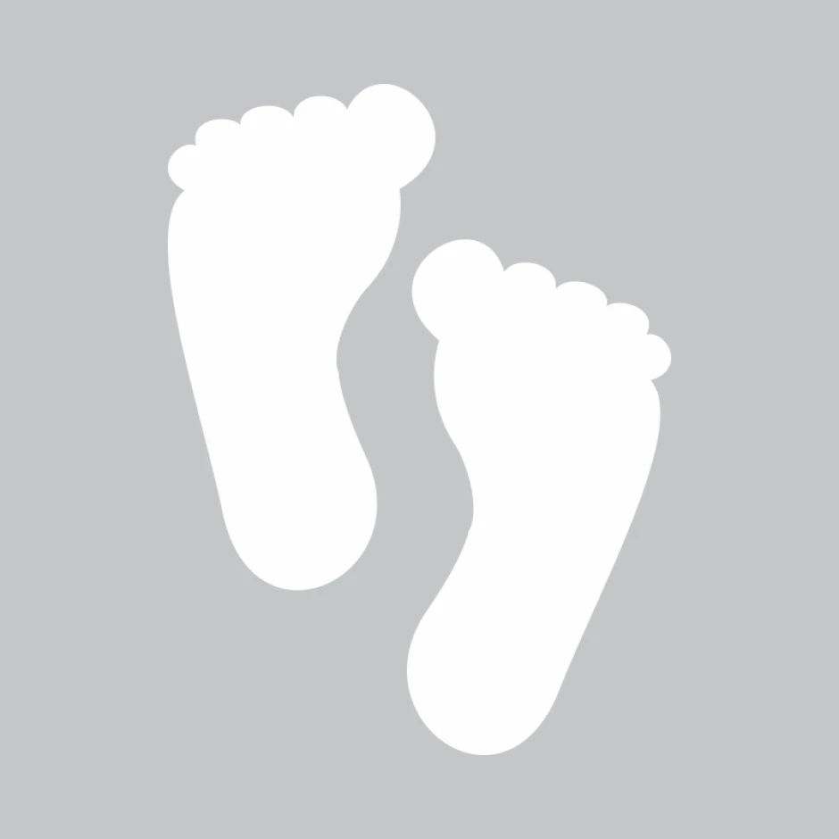 Dry-erase board 216 - Graphic design. Two white footprints on a gray background.