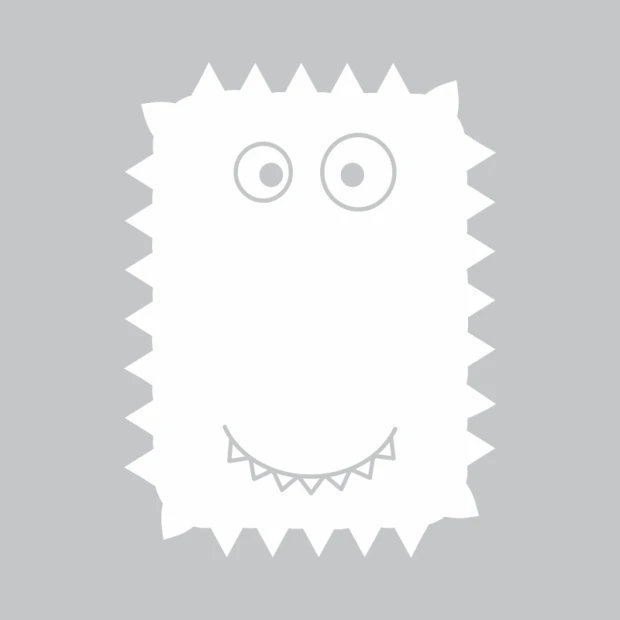 Dry-erase board creature 235 - Graphic design resembling a monster with round eyes and a smile.