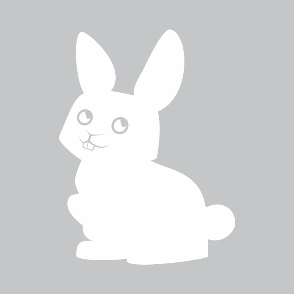Dry-erase board featuring a white rabbit design on a gray background.