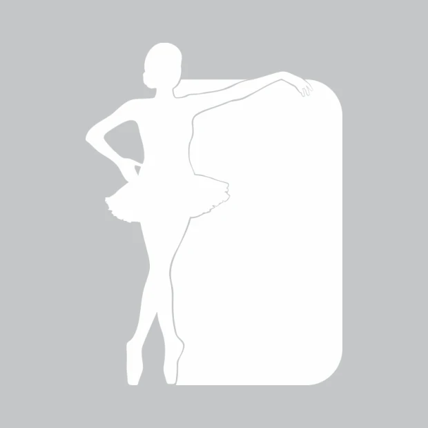 Ballet dancer dry-erase board 307 - Graphic design featuring a ballerina in a tutu against a rectangular background.