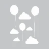 White balloons and clouds on a gray background - Dry erase board design 316.