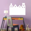 Dry-erase board with houses 243 - Decor in a children\'s room. Purple walls, desk with colorful accents.