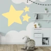 Star dry-erase board 228 - Decor in a child\'s room. Light-colored walls with clouds.