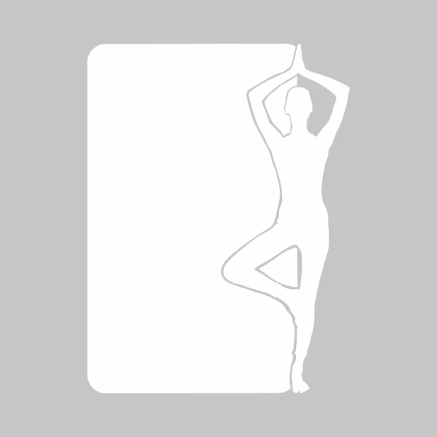Yoga dry-erase board 323 - Graphic design featuring a figure in a yoga pose next to a rectangular board.
