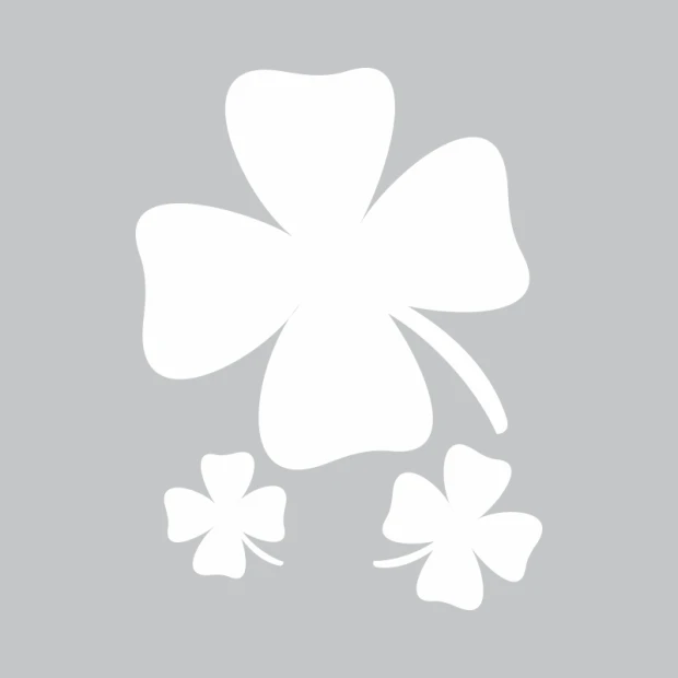 Clover-shaped dry-erase board 343 with a graphic design featuring three leaves in various sizes.