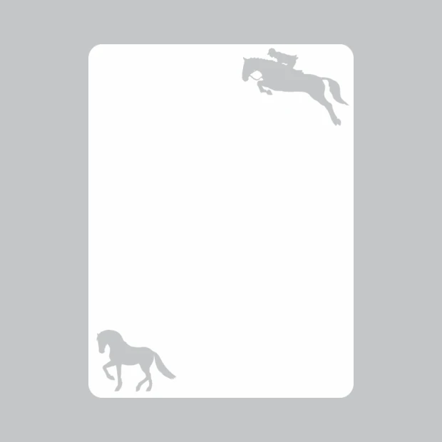 Dry-erase board horses 308 - Graphic design featuring two horses, one jumping and the other standing.