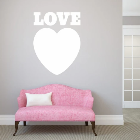 Love 234 dry-erase board - Room setup with light walls, pink sofa, and white pillow.