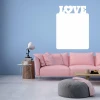 Dry-erase board love 239 - Styled in a modern living room with light blue walls and furniture in shades.