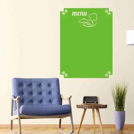 Menu dry-erase board 256 - Styled in a living room with light-colored walls and muted furniture.