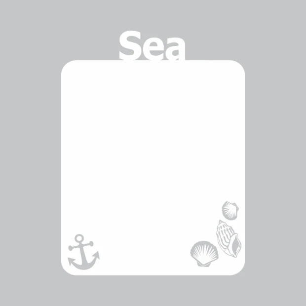 Dry-erase board Sea 319 - Rectangular design with "Sea" text, shells, and an anchor in the bottom corner.