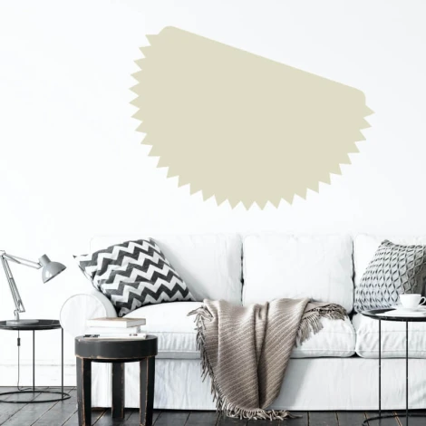 Dry-erase board sticker 232 - Living room setup with light walls, white sofa, and black accents.