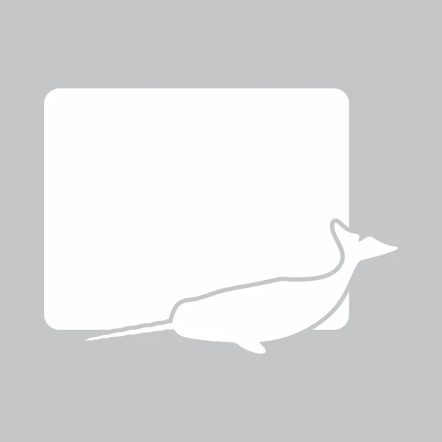 Narwhal dry-erase board 350 - Graphic design resembling the outline of a narwhal with distinct features.
