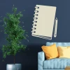 Dry-erase board notebook 236 - Styled in a living room with dark walls and a light-colored sofa.