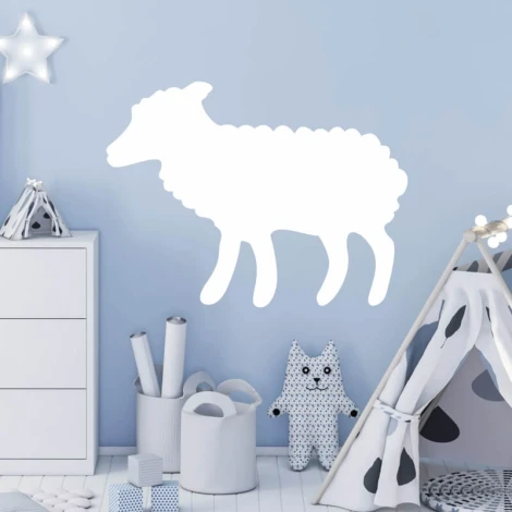 Whiteboard sheep 225 - Decorated in a child\'s room with light-colored walls and white furniture.