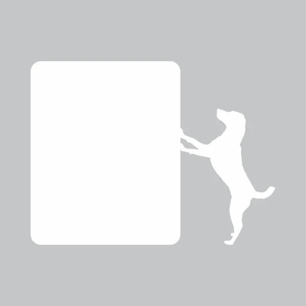 Dry-erase board dog 326 - Graphic design. Image shows a dog holding a rectangular board.