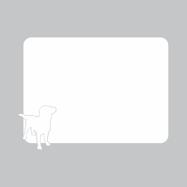 Dry-erase board dog 327 - Graphic design. Simple shape with a dog outline in the lower left corner.