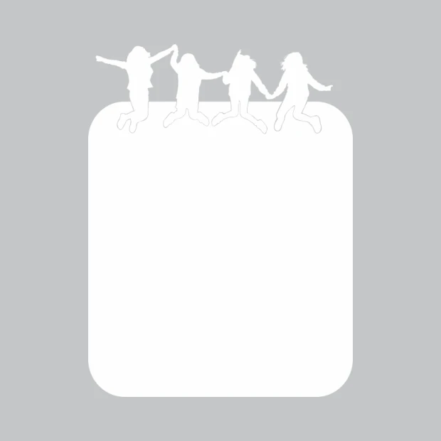 Dry-erase board with jumping figures 314 - Graphic design featuring four jumping characters at the top.