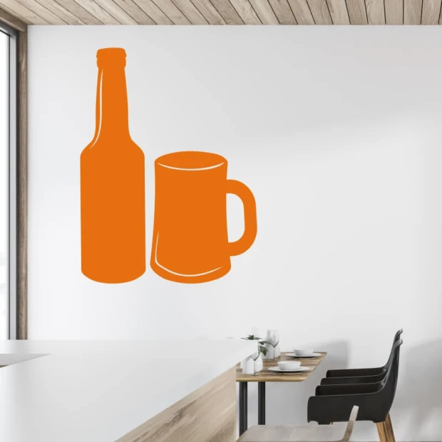 Dry-erase board bottle mug 338 - Modern kitchen setup with light-colored walls and wooden accents.
