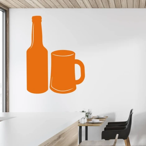 Dry-erase board bottle mug 338 - Modern kitchen setup with light-colored walls and wooden accents.