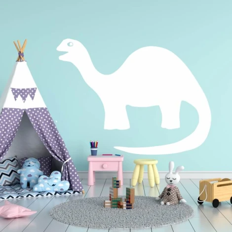 Dinosaur dry-erase board 282 - Decor in a child\'s room with light walls and pastel furniture.