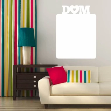 Dry-erase board for home 292 - Living room setup with green and blue walls, striped curtains.