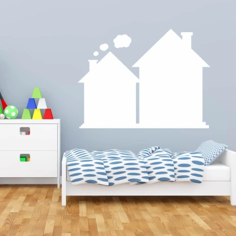Dry-erase board houses 261 - Decorated in a children\'s room with light walls, wooden floor, and white furniture.