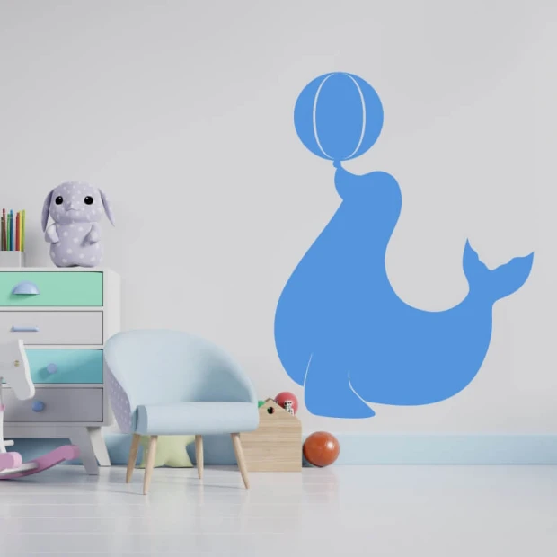 Dry-erase board seal 305 - Decor in a children\'s room. Light-colored walls and pastel furniture.