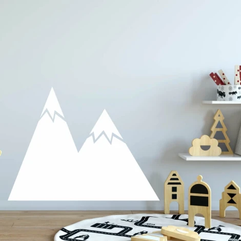 Dry-erase board mountains 304 - Decor in a children\'s room with light-colored walls and wooden furniture.