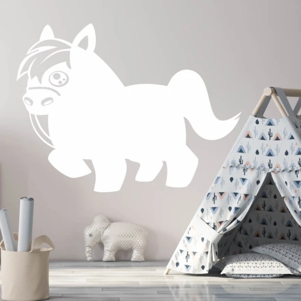 Dry-erase board horse 267 - Decorated in a children\'s room with light-colored walls, a tent, and accessories nearby.