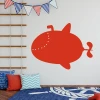 Submarine dry-erase board 281 - Decor in a child\'s room with light-colored walls and a carpeted floor.