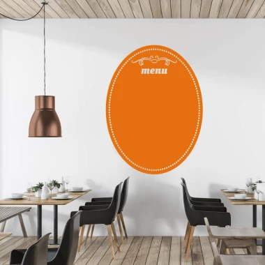 Menu dry-erase board 275 - Restaurant setup with white walls, wooden floor, and light-colored furniture.
