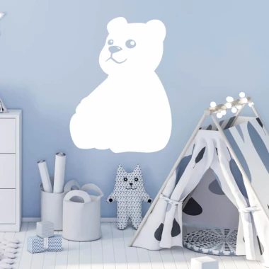 Dry-erase board bear 268 - Decor in a children\'s room. Light-colored walls, tent, and toys nearby.