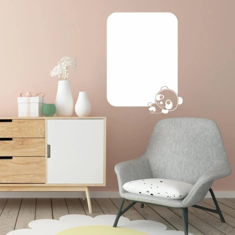 Panda dry-erase board 315 - Decorated in a pink children\'s room with wooden furniture accents.