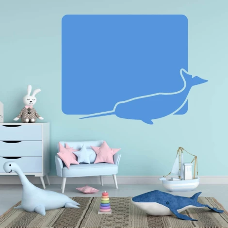 Narwhal dry-erase board 350 - Decorated in a children\'s room with light-colored walls and pastel furniture.