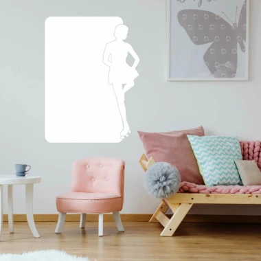 Dry-erase board dancer, roller skates 310 - Decor in a child\'s room. Light-colored walls, pastel furniture.