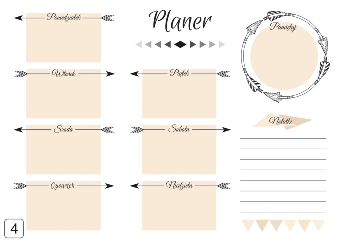Magnetic dry-erase weekly planner board 406 - Graphic design with rectangular elements and arrows.