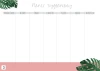 Magnetic dry-erase weekly planner board 410 - Graphic design with white background, green leaves, and pink accents.
