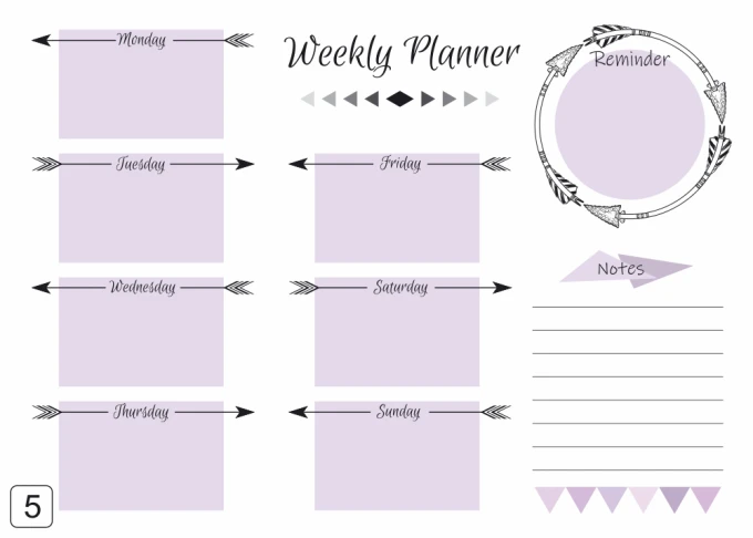 Magnetic dry-erase board Weekly planner 405 - Graphic design with rectangular fields for text.