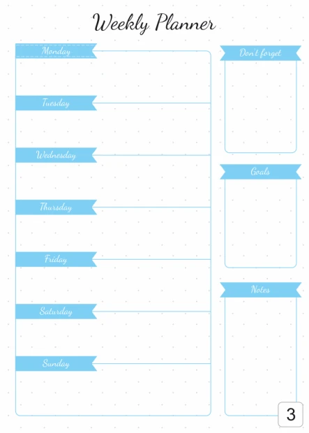 Magnetic dry-erase board Weekly Planner 407 - Simple grid with blue stripes for days of the week.
