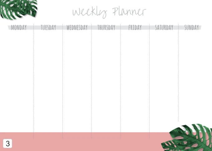 Magnetic whiteboard weekly planner 409 - Features days of the week on a white background.